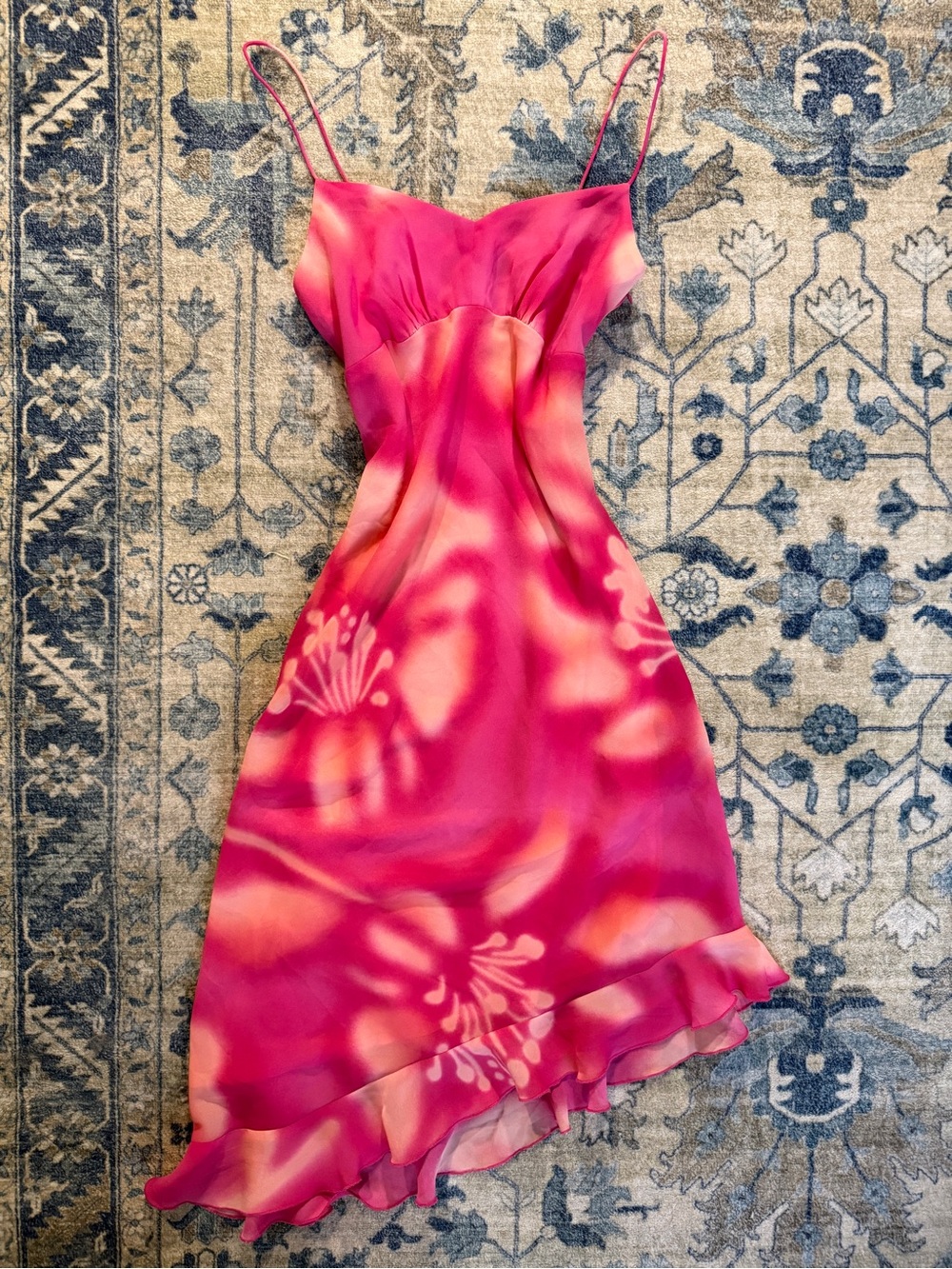 Express Pink and Peach Asymmetrical Slip Dress